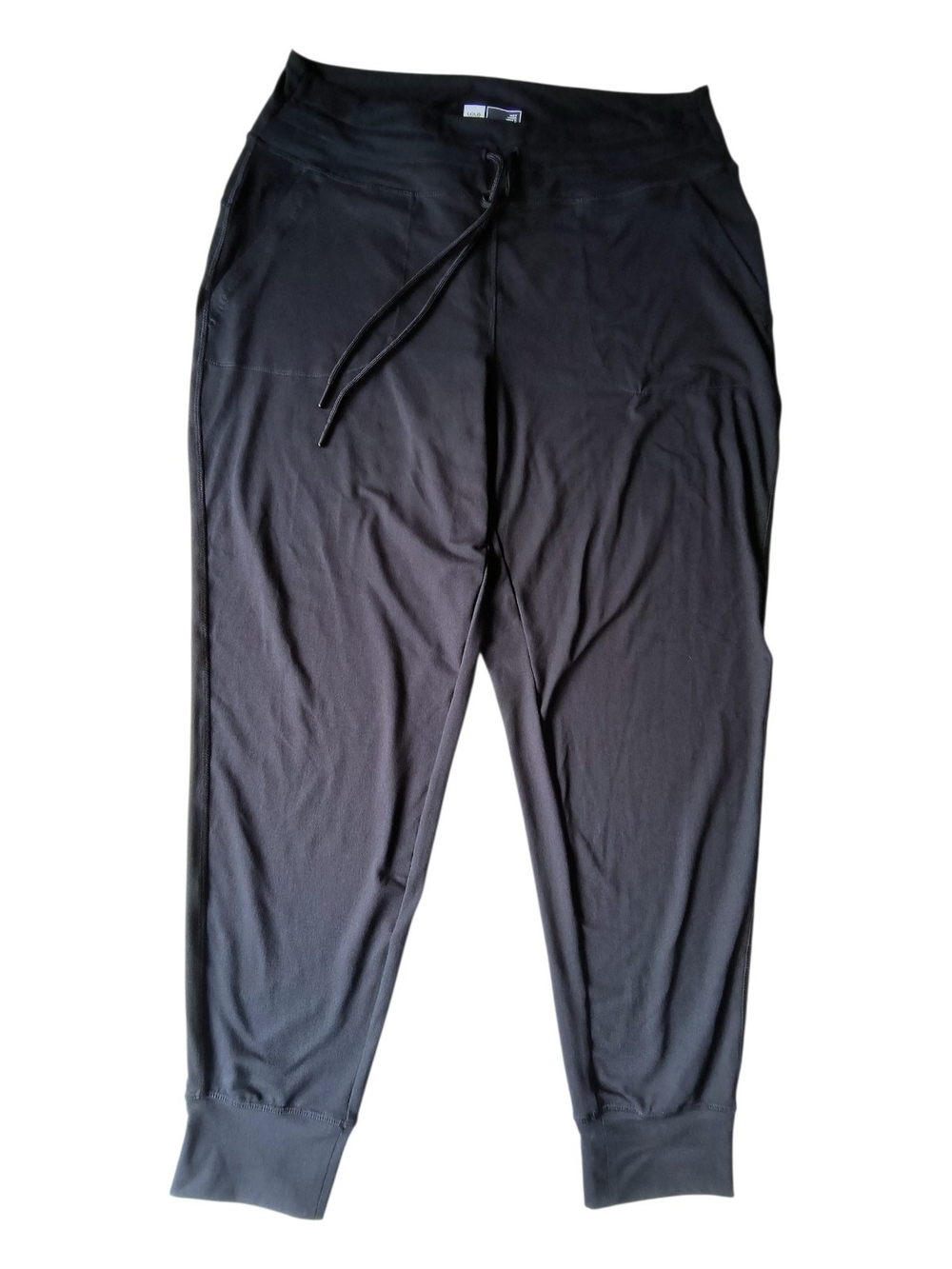 Lolë Black Drawstring Knit Activewear Jogger Pants - Size Large